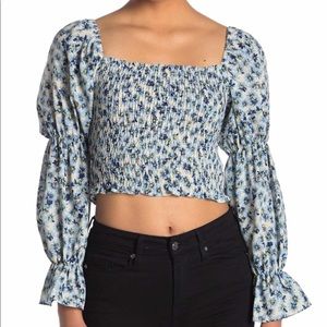 Lush Floral Smocked Crop Top